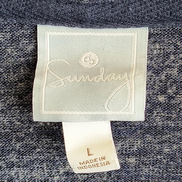 Sunday Heather Blue Hooded Cardigan Sweater Size L Front Pocket Light Weight - Picture 4 of 10